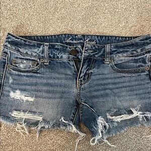 American Eagle Outfitters Dark Blue Ripped Jean Shorts